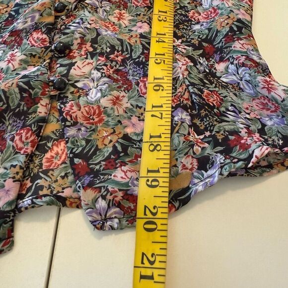 Vintage Try 1 Black Floral Ruffled Cropped Blouse Sz S Y2K, Feminine - Picture 11 of 12